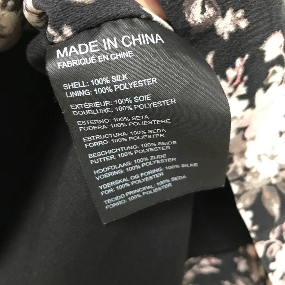Club Monaco Silk Amelda Black Floral Print Dress - Picture 7 of 8